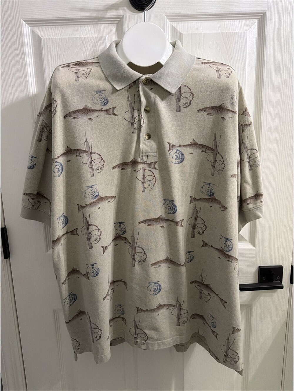 VINTAGE WOOLRICH MENS TROUT FISHING POLO SHIRT SZ XL